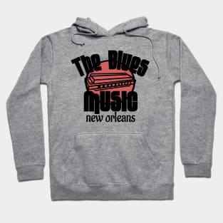 The Blues Music New Orleans Harmonica vintage Hoodie